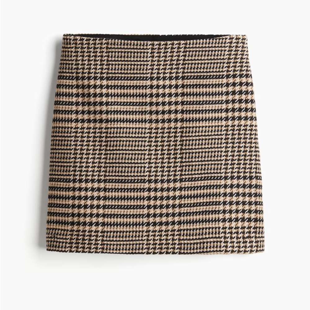NWT H&M Black and Cream Tan Houndstooth Mini Skirt
